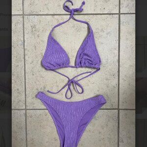 H&M Purple Triangle Bikini Padded Textured US 6 NWOT NEW